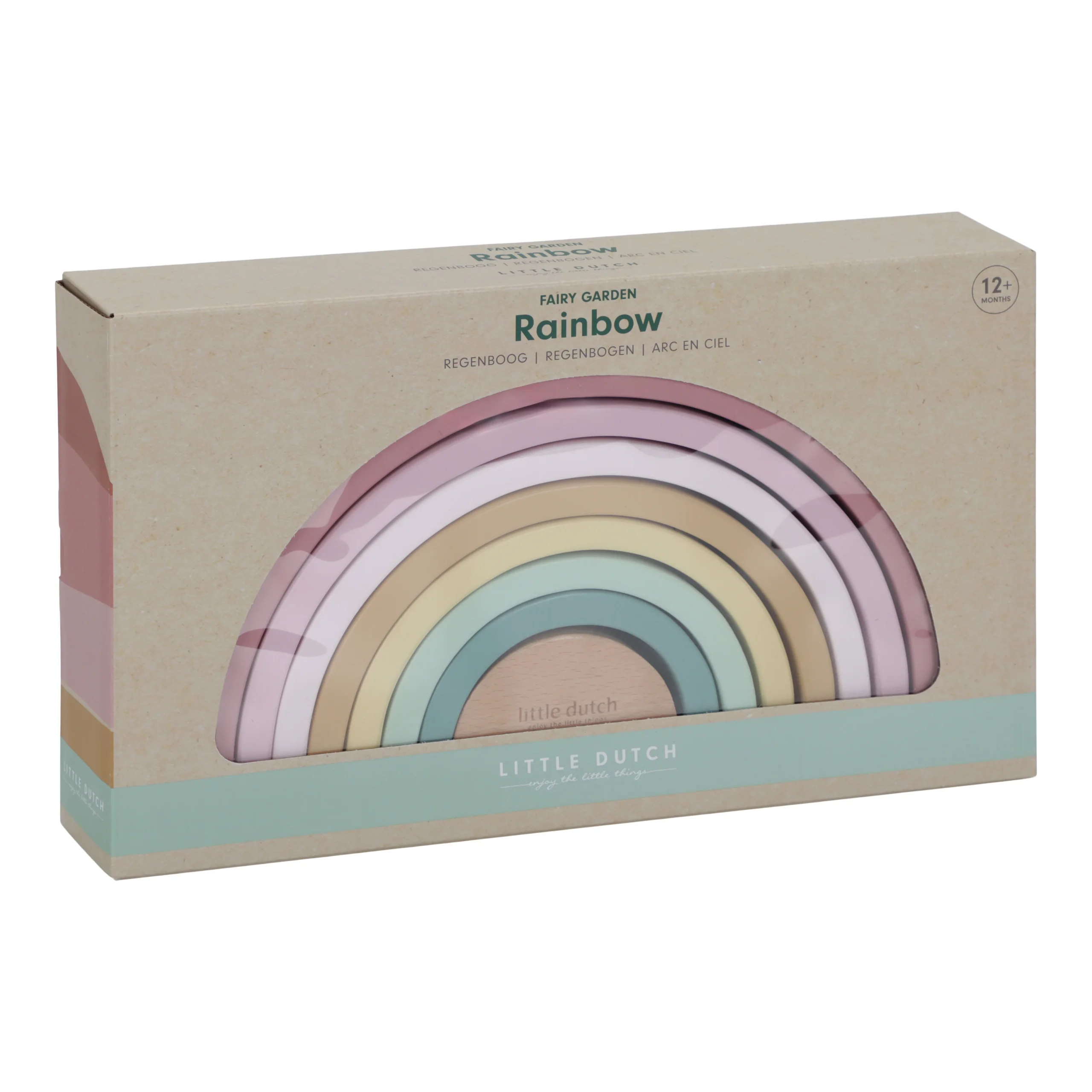 Little Dutch Regenbogen im Motiv Fairy Garden in Rosa- Beigepastelltönen zum Stapeln und Kreativsein für Kinder ab einem Jahr