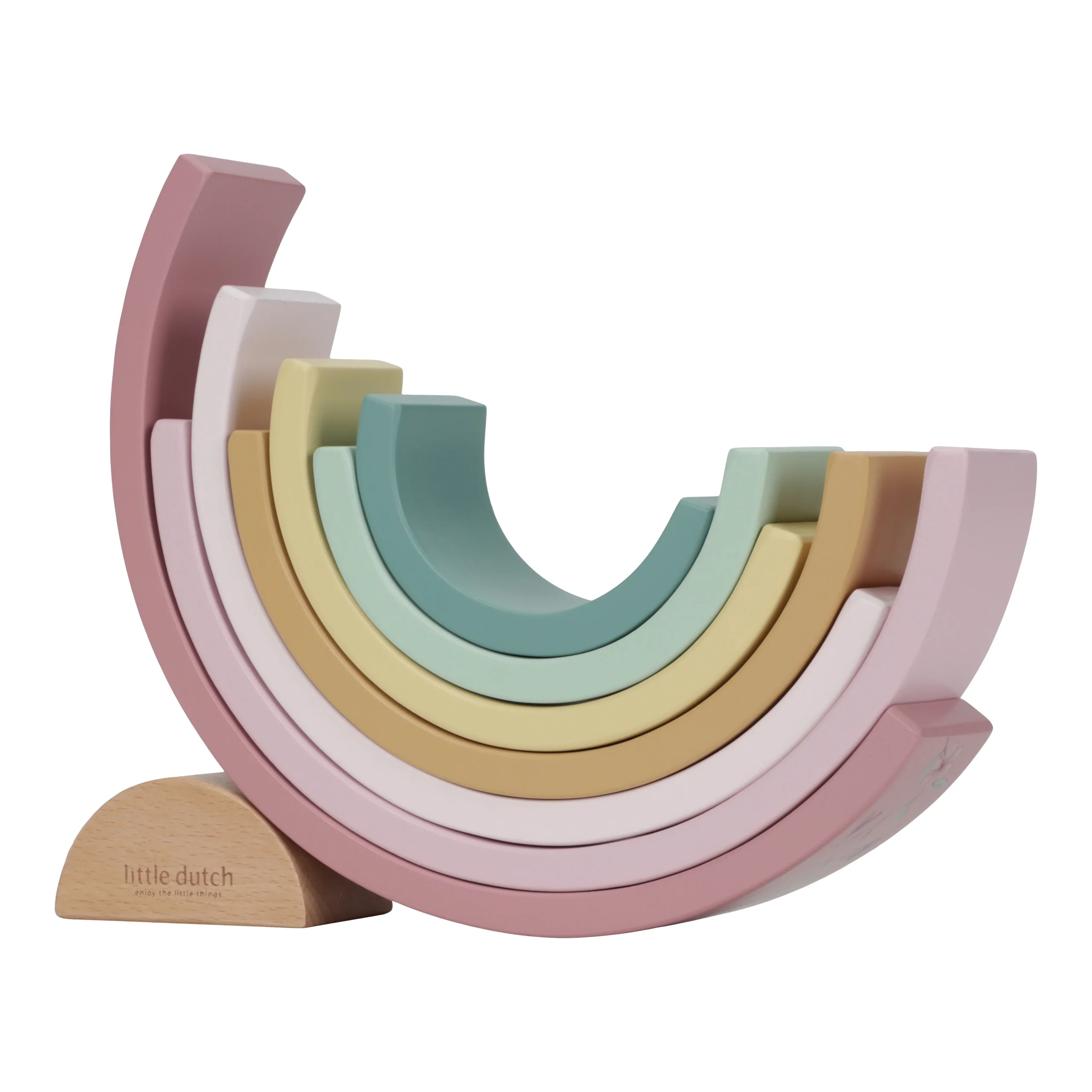 Little Dutch Regenbogen im Motiv Fairy Garden in Rosa- Beigepastelltönen zum Stapeln und Kreativsein für Kinder ab einem Jahr