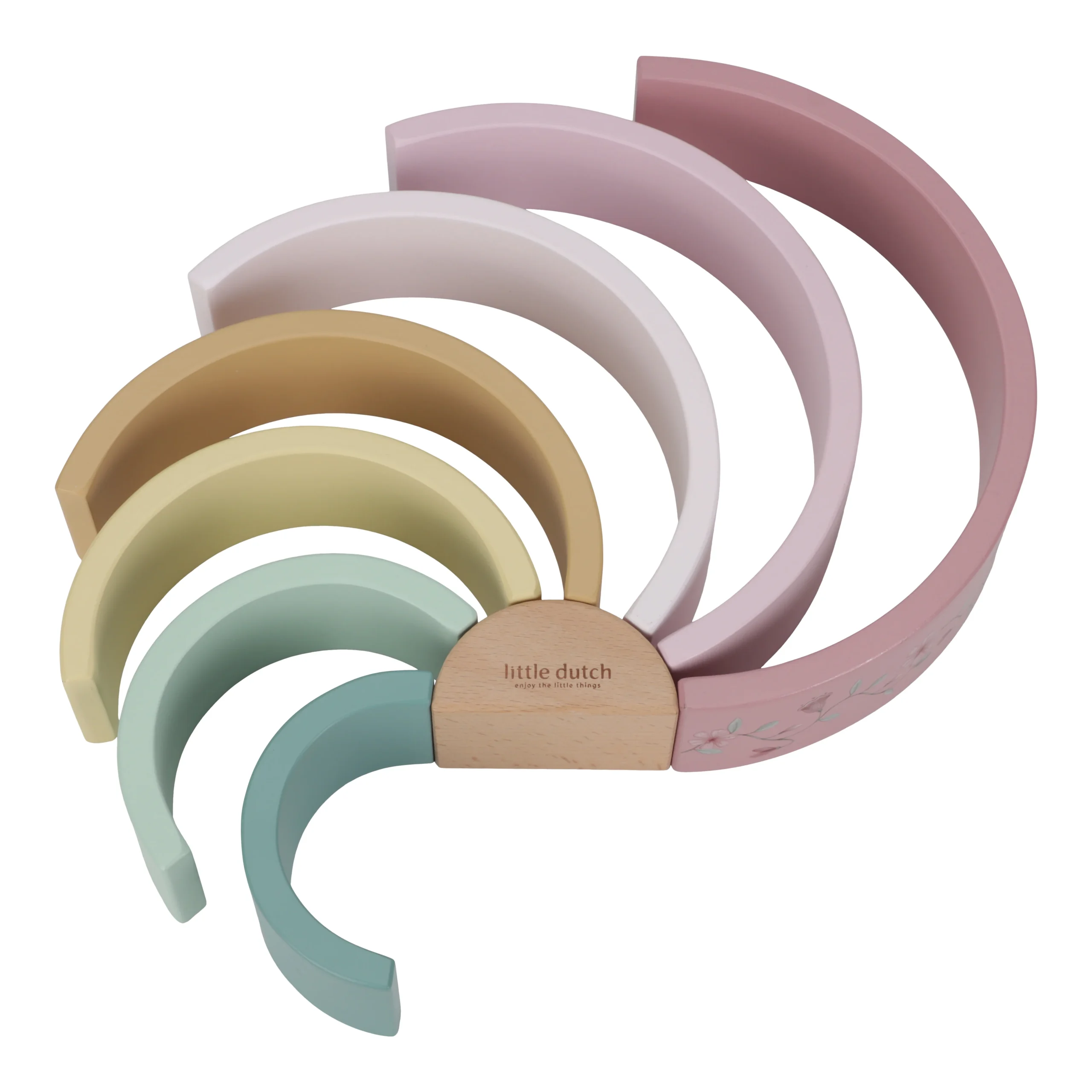Little Dutch Regenbogen im Motiv Fairy Garden in Rosa- Beigepastelltönen zum Stapeln und Kreativsein für Kinder ab einem Jahr